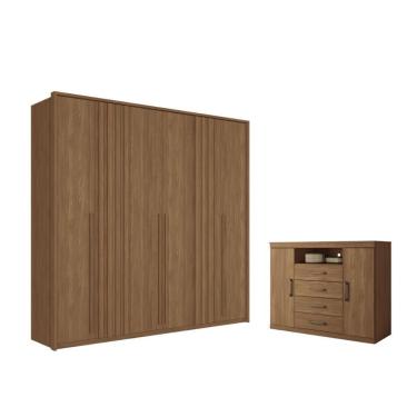 Imagem de Kit Roupeiro 6 Portas E Cômoda Tommy Jatoba