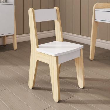 Imagem de Cadeira Infantil Em Madeira Maciça E Mdf Corujinha Casatema Branco-natural