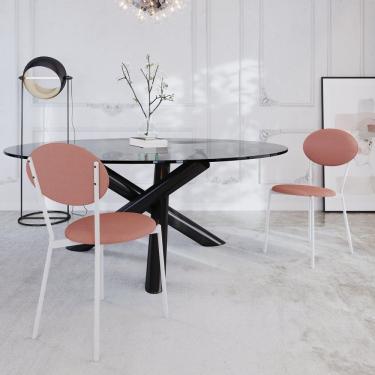 Imagem de Cadeira Fixa Estofada Vintage Elipse Com 2 Unidades Tulipa Rosê -branco Fosco