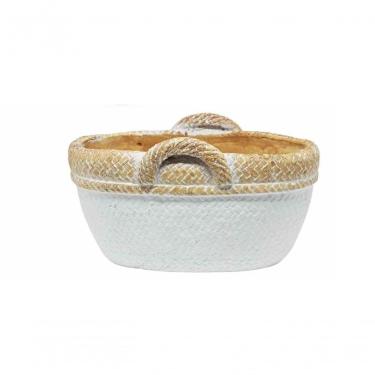 Imagem de Cachepot De Cimento Tipo Floreira 12x18x10cm 193123 - Rio Tijucas Branco