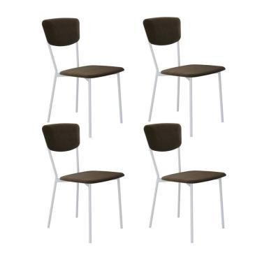 Imagem de Cadeira Fixa Estofada Vintage Retrô Com 4 Unidades Sand-branco Fosco