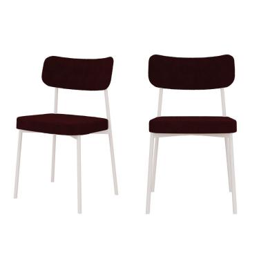 Imagem de Kit Com 2 Cadeiras Para Sala De Jantar Mona Yescasa Bordô-branco