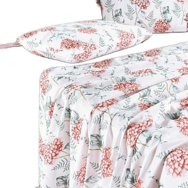 Imagem de Jogo De Cama Lençol Casal Sensuale Percale 200 Fios 4 Peças - Hortência - 80% Algodão,...