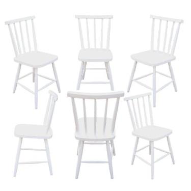 Imagem de Jogo 6 cadeiras de jantar colonial brisa em madeira - SCHOLL, BRANCA