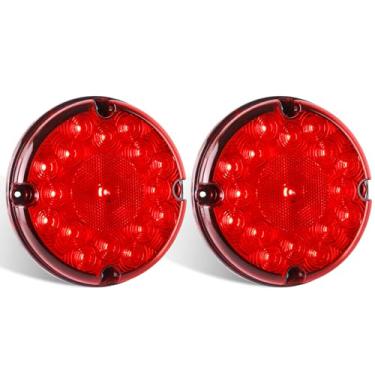 Imagem de ASNOO 2 peças de luz traseira redonda de LED de 17 polegadas com lente de reflexo interno, parada/freio/seta/luz de estacionamento submersível para caminhões, trailers, ônibus, trailers e veículos