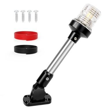 Imagem de SETYPARY Luz De Popa 9" Para Barco, Led, Luzes Navegação Marítima À Prova D'Água Ip67, Visibilidade 3 Milhas Náuticas, Brancas Dobráveis Pontão, Barcos Jon, Pequenos (12~24V)