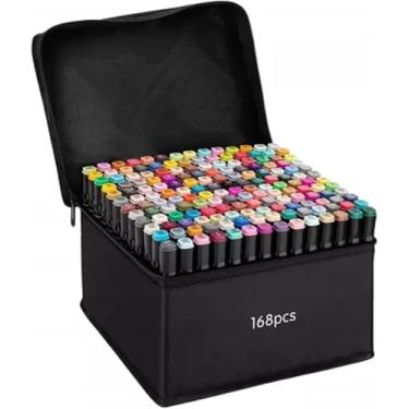 Imagem de 168 Canetas Marcadores para Colorir Desenho Professional, Pontas Duplas, Codificados por Cores, Kit Estojo Touch de Bônus, Canetinhas Marca Texto (168)