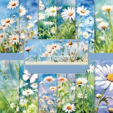 Imagem de Sunch Craft 24 folhas 15,2 cm x 15,2 cm papel de margarida girassol tema primavera cartolina de um lado para scrapbook diário (22002A)