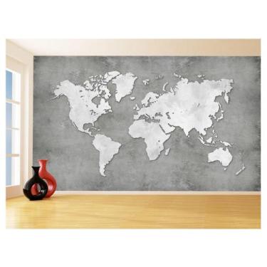 Imagem de Papel De Parede 3D Mapa Mundi Cimento Concreto 3,5M Nmu29 - Você Decor