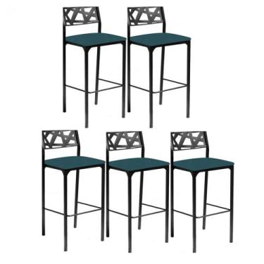 Imagem de Kit 5 banquetas Luiza Azul turquesa-Gat Magaine - GAT MAGAZINE