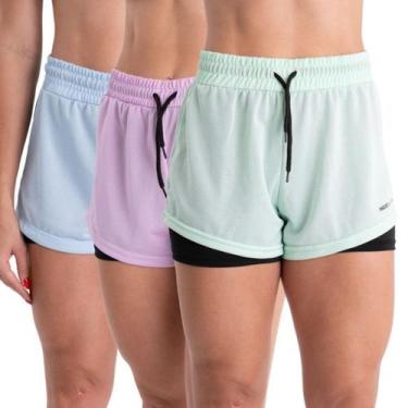 Imagem de Kit 3 Shorts 2 em 1 Feminino Bermuda Dryfit Dupla Para Treino Academia