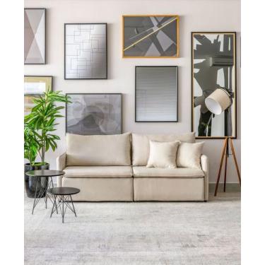 Imagem de Sofá Flix - Linho Scott Palha - Sofá de Fábrica, 1,94m