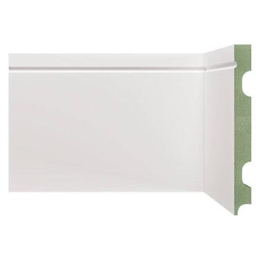 Imagem de Kit Rodapé de MDF 30 Barras Frisadas de 15cm x 2,40m Rende 72 Metros Moldufama Branco