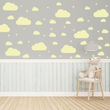 Imagem de Adesivo de Parede Nuvens Amarelo 64un para Quarto Infantil - Quartinho