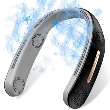 Imagem de AGZE Ventilador de pescoço portátil - USB recarregável, lâmina de 3 velocidades, mãos livres, silencioso e leve ventilador pessoal para viagens, esportes, casa e escritório