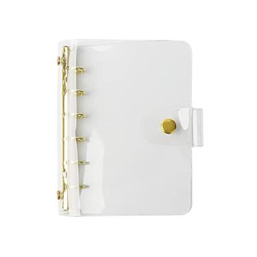 Imagem de A7 Capa para fichário de PVC macio e dourado transparente, recarregável, fichário de 6 furos, folhas soltas, anel redondo, protetor de páginas de agenda pessoal com fecho de botão de pressão