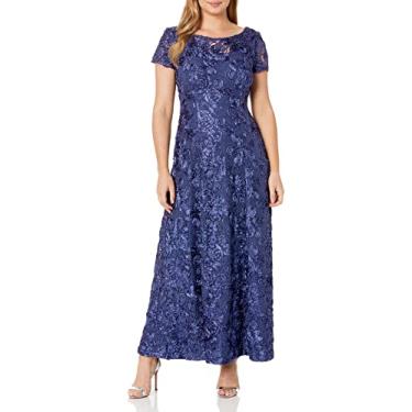 Imagem de Alex Evenings Vestido feminino plus longo roseta mãe da noiva com mangas curtas, vestido formal, convidada de casamento, Violeta, 48