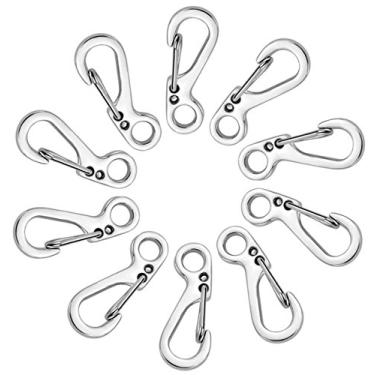 Imagem de Mochila SZHOWORLD 10 peças/lote Mini SF Spring com fecho de mosquetão para escalada, chaveiro EDC, ganchos para acampamento, corda de paraquedas, equipamento tático de sobrevivência, Light Silver