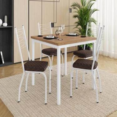 Imagem de Conjunto Sala de Jantar Mesa Quadrada 90cm Tampo BP com 4 Cadeiras Adr