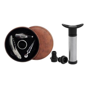 Imagem de Kit Acessórios De Vinho Bomba Vácuo Bico Dosador Saca Rolhas - Kadê
