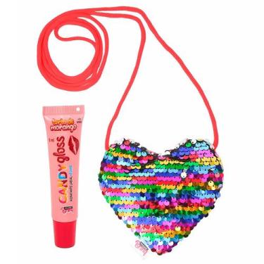 Imagem de Makebrinq Style Bolsa Glitter Coração Com Gloss Vegano Maquiagem Infan