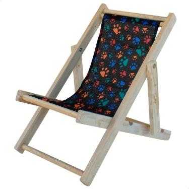 Imagem de Cadeira Espreguiçadeira Dobrável Infantil Madeira Maciça Natural com Tecido