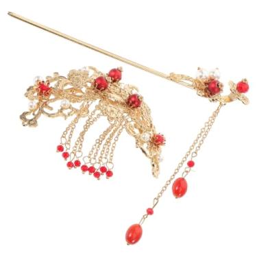 Imagem de 2 peças de grampos de cabelo chineses de strass vintage perolados garfos de cabelo coroa pente borla grampos de cabelo para casamento, mulheres, , acessórios de cabelo Hanfu