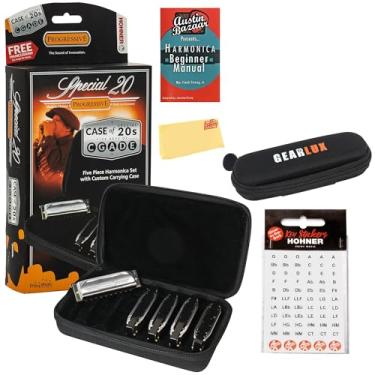 Imagem de Hohner Special 20 Harmonica - Keys of G, A, C, D, E Bundle with Case, Zip Pouch, Key Stickers, Manual and Austin Bazaar Polishing Cloth