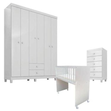 Imagem de Quarto Bebê 6 Portas Com Gaveteiro Ternura Baby E Mini Berço Moisés Al