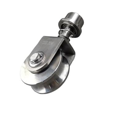 Imagem de Polias Industriais Do Sulco Da Polia U/v De Aço Inoxidável, Polias Da Corda De Fio, Rodas Resistentes Da Porta Deslizante, (304)68 * 28 * 22H