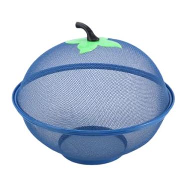 Imagem de YWJLQH Cesta de Frutas com Tampa, Escorredor de Alimentos Coberto, Tigela de Pão para Lanche, Tigela de Frutas Decorativa, Cesta de Arame de Metal para Resta, azul, Tamanho real