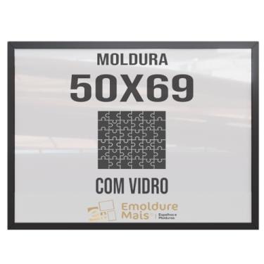 Imagem de Moldura para Quebra Cabeça Cabeca 50x69 1000 peças Com Vidro para Quadro Puzzles Clementoni cor Preta
