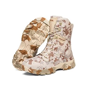 Imagem de Botas De Selva Do Exército, Camuflagem Botas Táticas Masculinas Sapato De Combate Leves À Prova D'água Sapato Deserto Com Zíper Para Escalada, Caminhada(A,46 EU)