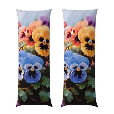 Imagem de Capa de travesseiro corporal de flores amor-perfeito ultra macia com zíper oculto capa de travesseiro longa capa de travesseiro respirável 50,8 cm x 137,2 cm capa de almofada decorativa para sofá de