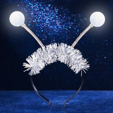 Imagem de Sixexey Light Up Alien Headband LED Antenna Headbands Martian Space Costume Hair Accessories for Halloween Party (A-Silver)