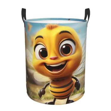 Imagem de Cesto de lavanderia Bee dobrável à prova d'água cesto de armazenamento de roupas com alças Oxford pano organizador de brinquedos cesta para banheiro, lavanderia, quarto, pequeno