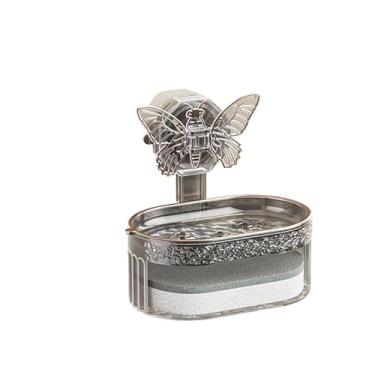 Imagem de Saboneteira Suporte para banheiro Parede Porta Sabonete Sem Furo Acrilico Auto Colante(CINZA)