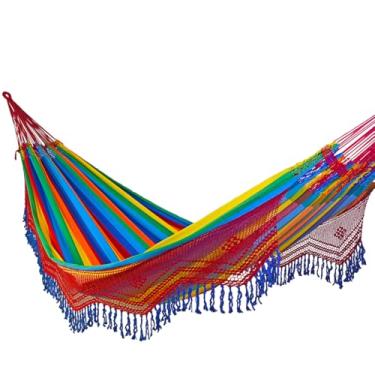 Imagem de Rede de Dormir e Descanso Duquesa Casal Extra Varanda Crochê 100% Algodão Jaguaruana. (Arco - Iris)