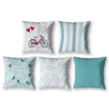 Imagem de Kit 5 Capa de Almofada 40cm x 40cm Decorativas Estampadas com Zíper Sa