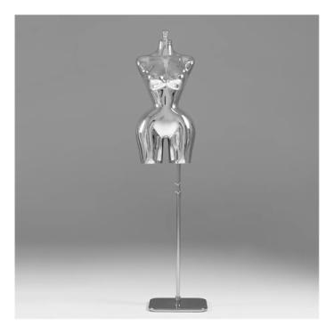 Imagem de Manequins de varejo de corpo feminino, o torso galvanizado é ajustável em altura e destacável, exibindo roupas íntimas e tops(Silver,Square)