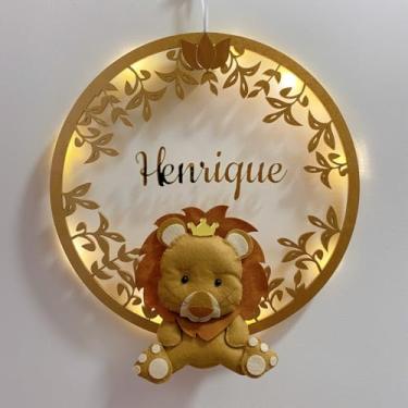 Imagem de Enfeite Porta Maternidade Led Leão 2 Acrílico e Espelho