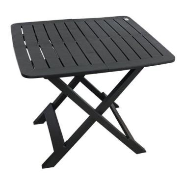 Imagem de Mesa Plástico Quadrada Dobrável Multiuso Compacta Prática Preta Lancho