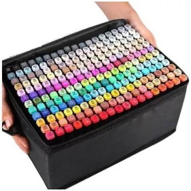 Imagem de Kit de Marcadores Artísticos com Ponta Dupla, 36 Cores Vibrantes, Pontas Fina 1mm e Chanfrada 6mm, com Estojo Organizador, Tinta à Base de Álcool (36)