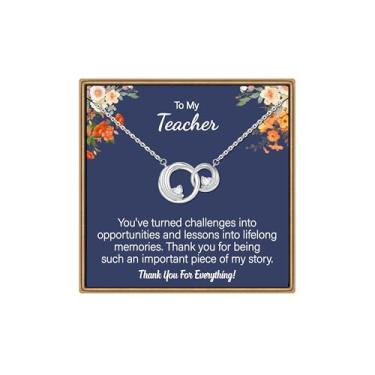 Imagem de IEFLIFE Colar de presente para mulheres – Colar de círculo entrelaçado banhado a ouro branco 14K para mãe e filha, 2 colares circulares presentes para mulheres, irmãs amigas, presente de aniversário