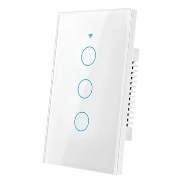 Imagem de Interruptor Inteligente Wifi 3 Teclas - Sem Fio Neutro - Compatível com Alexa Google Home Tuya Branco