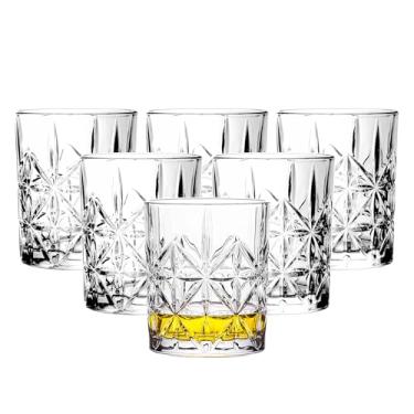 Imagem de binsakao Conjunto de 6 copos de uísque - Copos de coquetel à moda antiga - Copo de licor escocês de vodka Bourbon - Conjunto de copos de bar 290 ml