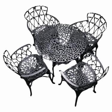 Imagem de Conjunto de Jardim 4 Poltronas Viena 1 Mesa Alumínio Fundido Piscina -