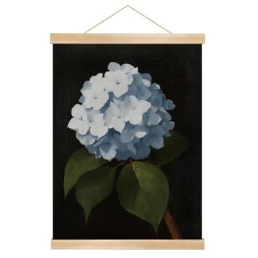 Imagem de You found a duck Impressão em tela de hortênsia azul, 35 x 45 cm, cabide magnético de madeira, moldura de madeira natural (HD016)