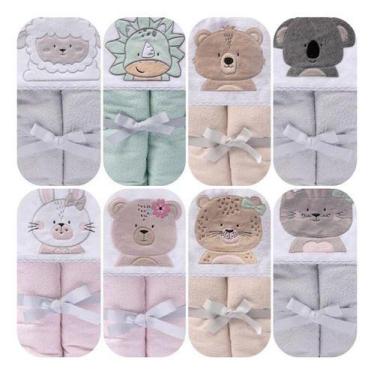 Imagem de Toalha Banho Bebê Felpuda C. Capuz Papi Friends Forro Fralda, Urso