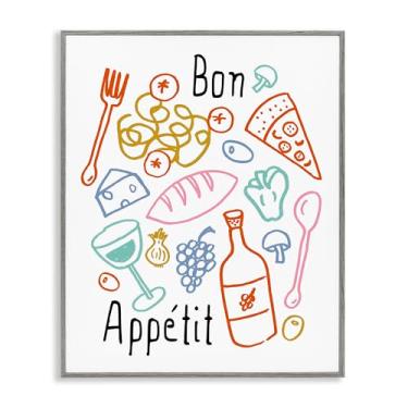 Imagem de Stupell Industries Desenho artístico giclée emoldurado cinza Bon Appetit colorido esboços por Heather Dutton, 35,5 x 28,5 cm